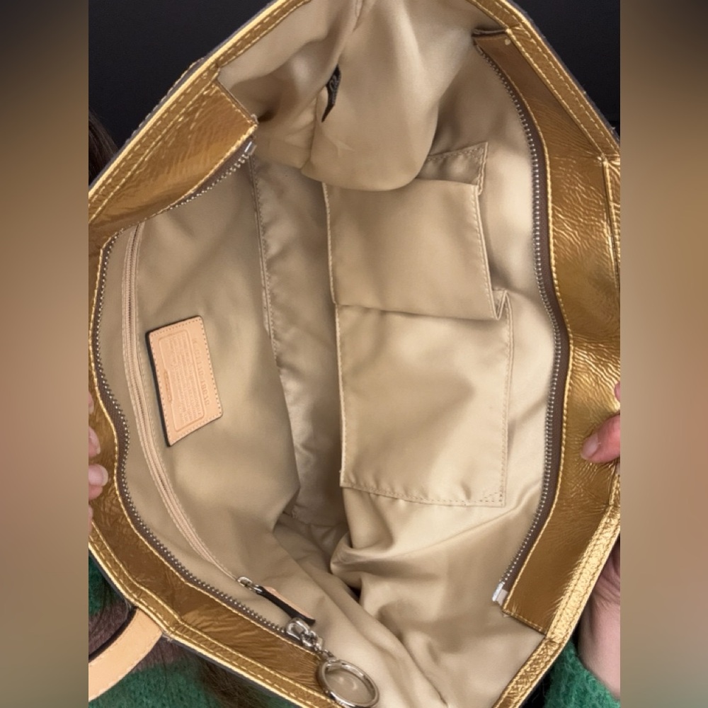 Coach Poppy Signature Quilted Metallic Tote - Picture 10 of 14